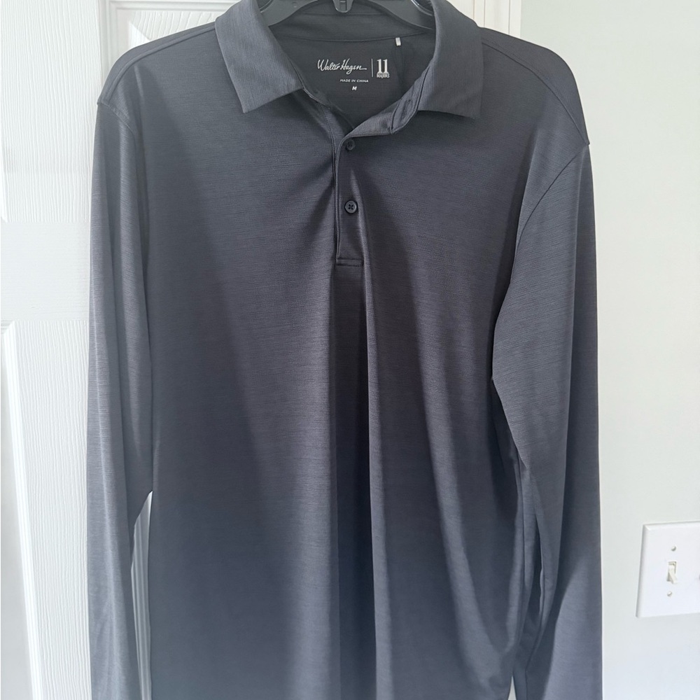 Walter Hagen Men's Dark Gray Long Sleeve Polo